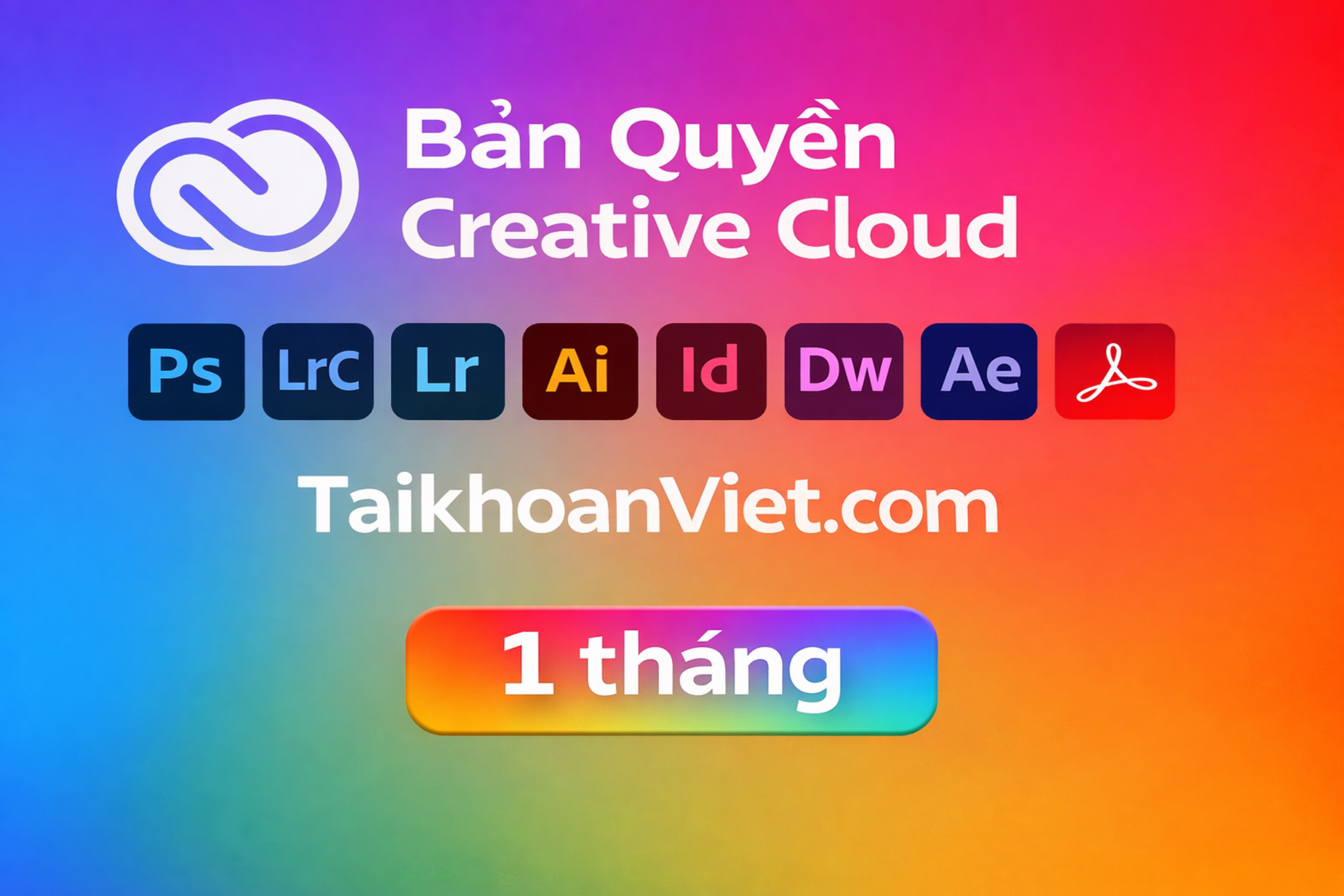 Tài Khoản Adobe All Apps 1 Tháng 1000 credits